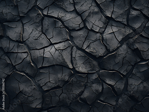 Texture of cracked dark grey surface illustrating dryness and sustainability concerns