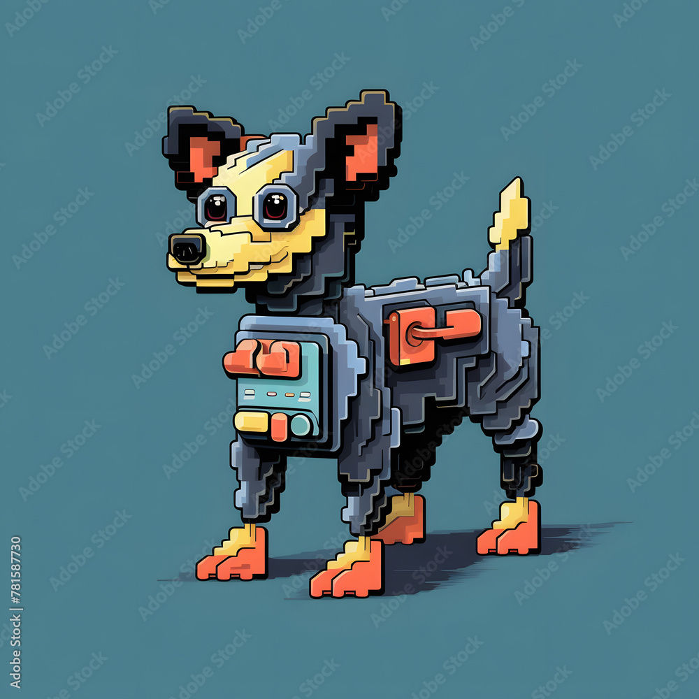 Illustrated 8 bit Pixel cartoon Dog, Pixel dog, illustrated dog, cyberdog, Pixel animal Illustrated 8 bit Pixel cartoon Dog, Pixel dog, illustrated dog, cyberdog, Pixel animal