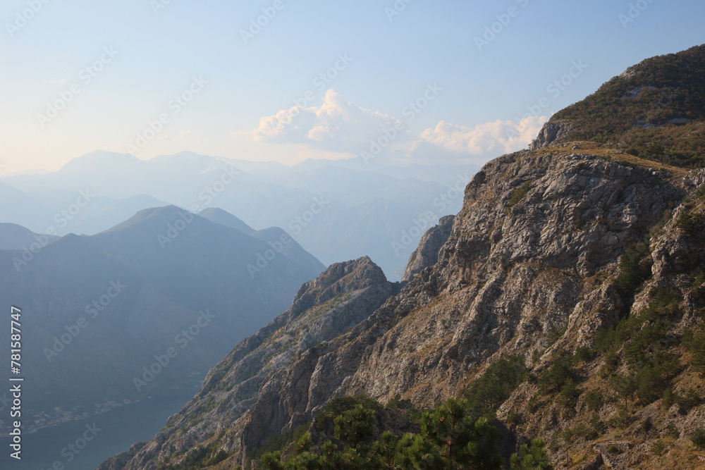Mountains over the Bay of Kotor Montenegro.