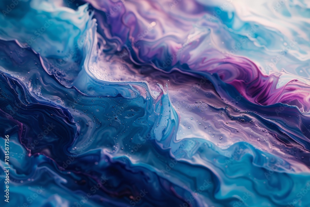 Vibrant Abstract Acrylic Wave Painting Close-Up