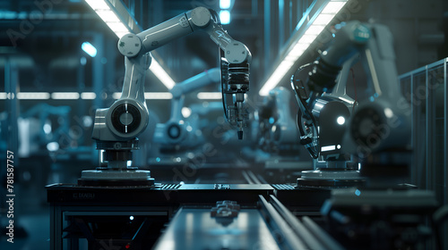 Robot arm is working in the production department in factory