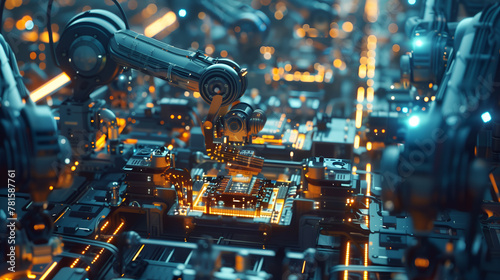 Robot arm is working in the production department in factory