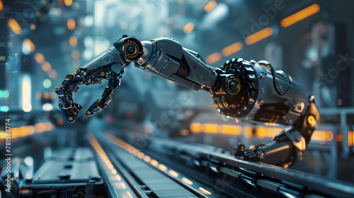 Robot arm is working in the production department in factory
