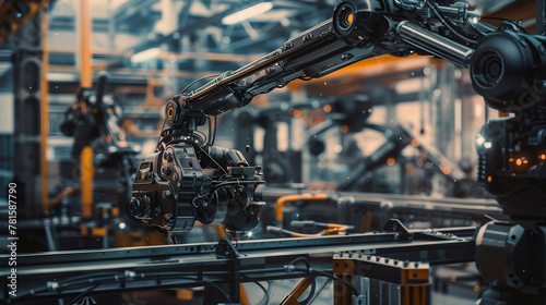 Robot arm is working in the production department in factory