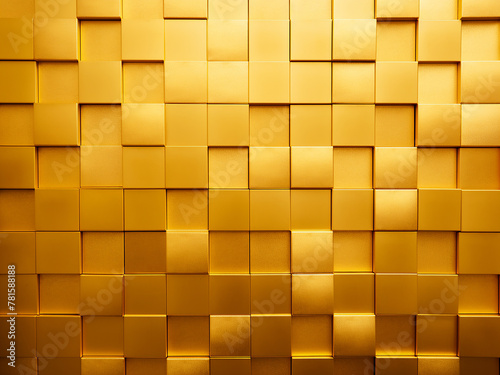 Abstract luxurious background with yellow gold block wall