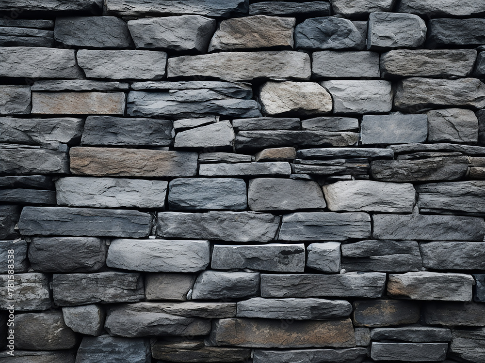 A surface of gray and black stone bricks, providing a textured backdrop