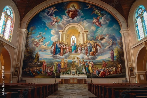 Religious Fresco of Jesus's Ascension in Cathedral photo