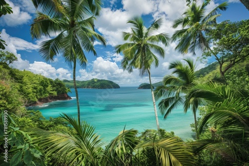 Idyllic Island Retreat Amidst Palm Trees and Ocean Blues