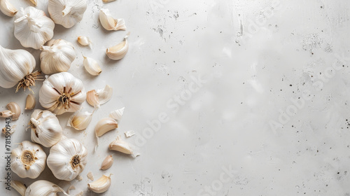 Whole and split garlic cloves on a neutral background.