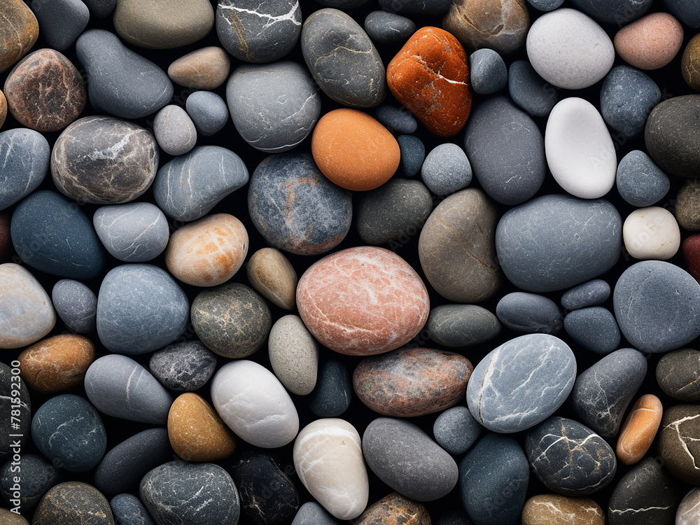 Round rocks and pebbles create a pleasant background Round rocks and pebbles create a pleasant background