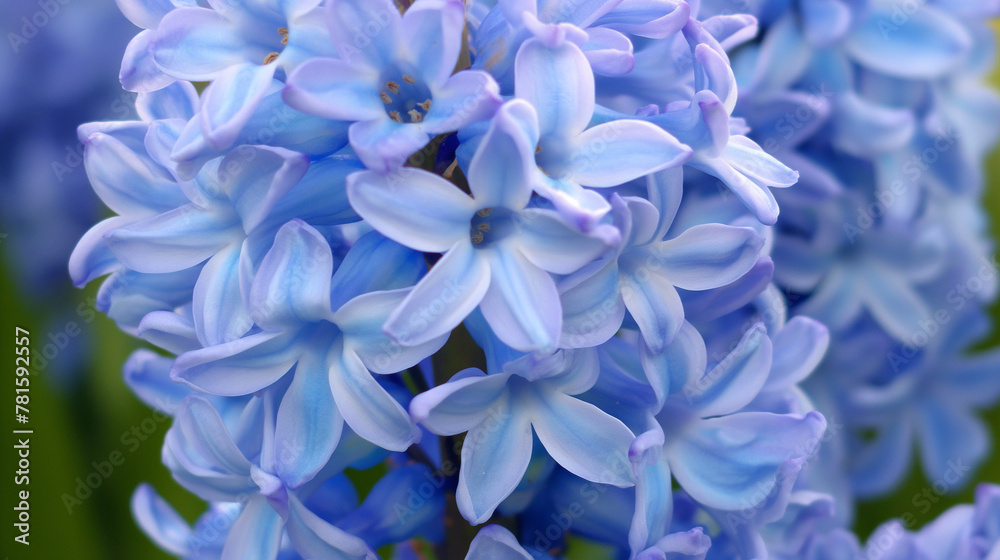 Zbliżenie na niebieski kwiat rośliny z gatunku hiacynt - obrazy, fototapety, plakaty 