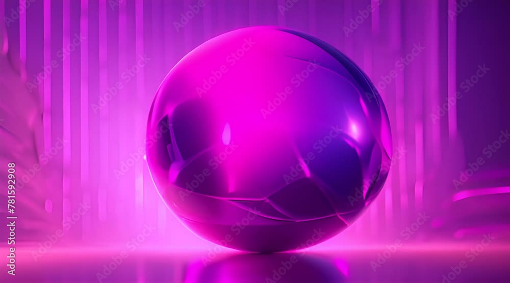 Neon shape futuristic deform 3d render abstract art video of surreal 3d ball or sphere in curve wavy round and spherical lines forms in transparent glass material glowing blue purple neon gradient