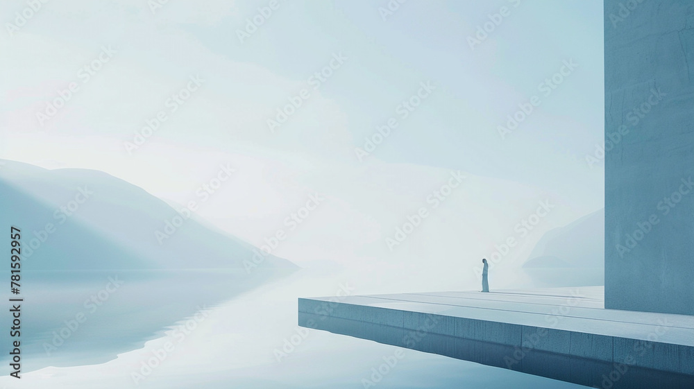 Minimalist composition with clean lines and a soft gradient, creating a visual atmosphere of calm and serenity.