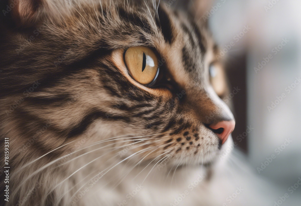 A cat portrait close up side view A cat portrait close up side view