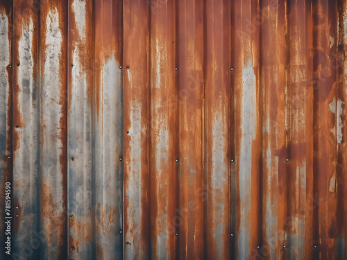 Background depicts grunge-style rusty zinc on corrugated metal wall
