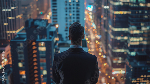 Businessman watching the city