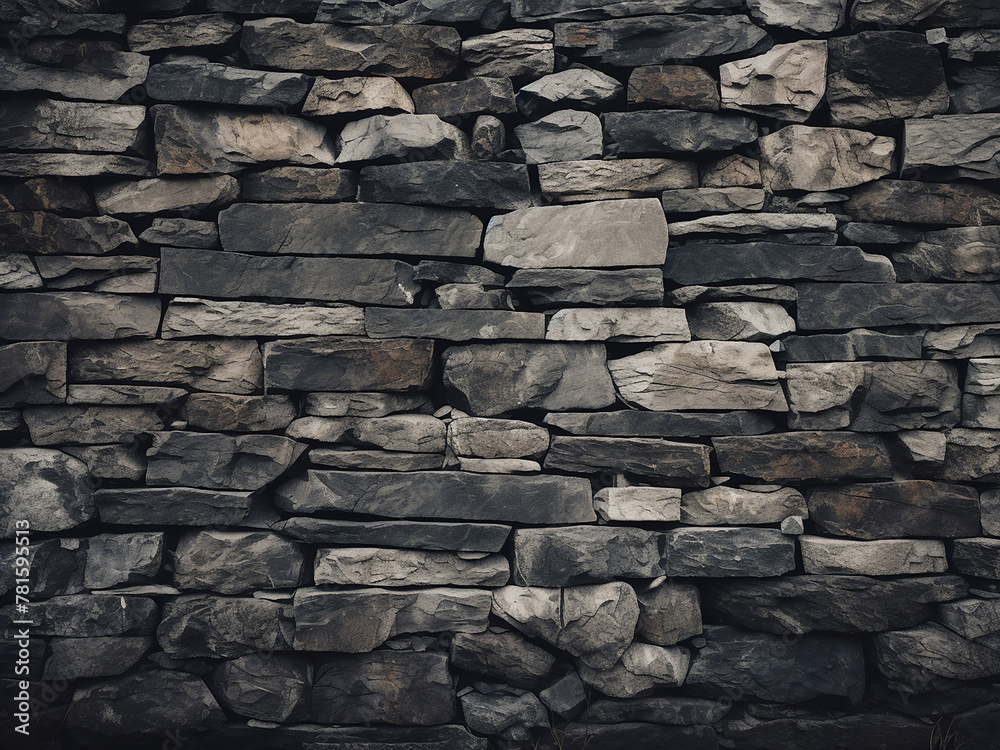 Fototapeta premium Grunge processing style enhances stone wall textures in background