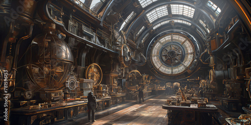 city, steampunk, industrial, gears, machinery, Victorian, retro-futuristic, steam, technology, clockwork, brass, pipes, dystopian, urban, mechanical, gears, steam engine, invention, innovation, cyberp © Eugene