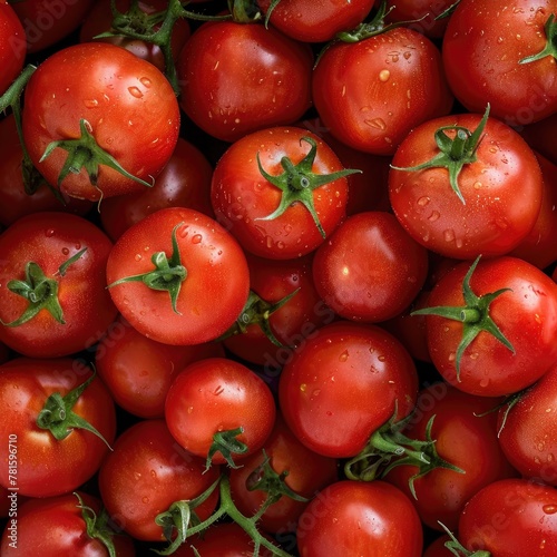 Delicious red tomatoes. The background and texture of fresh, ripe tomatoes.