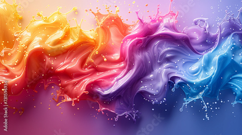 Abstract Colorful Paint Wavy Splash Background