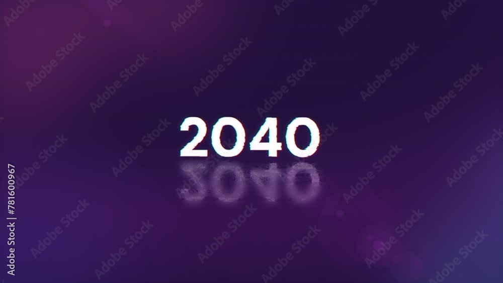 2040 text with screen effects of technological failures. Spectacular screen glitch with various kinds of interference. Looped 2040 text with screen effects of technological failures. Spectacular screen glitch with various kinds of interference. Looped