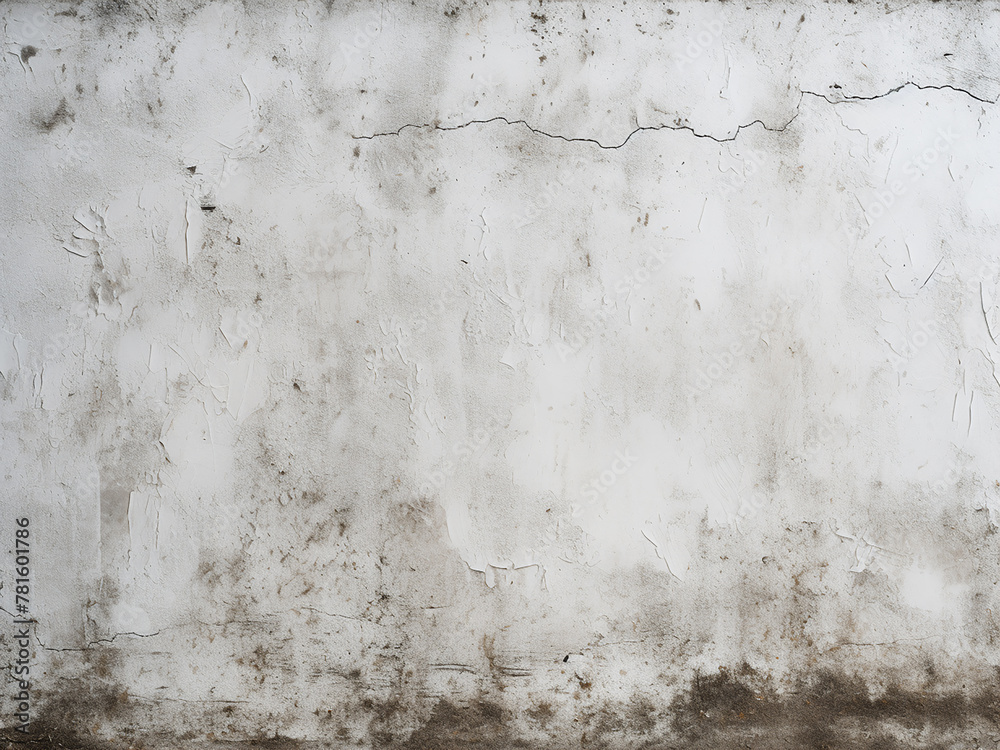 Old white concrete wall displays grungy texture