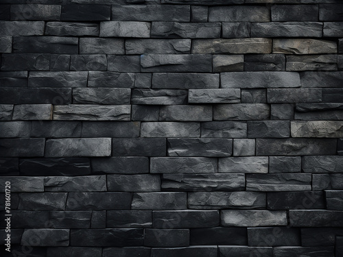 Abstract dark brick wall pattern creates charcoal block texture