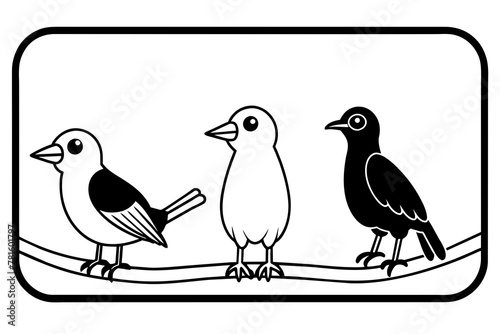 Wallpaper Mural silhouette of a bird & silktail-fantail-wren-vector-illustration Torontodigital.ca