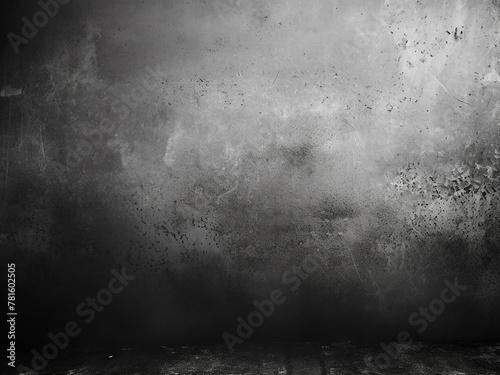Grungy black concrete, dirty dust texture with white splash