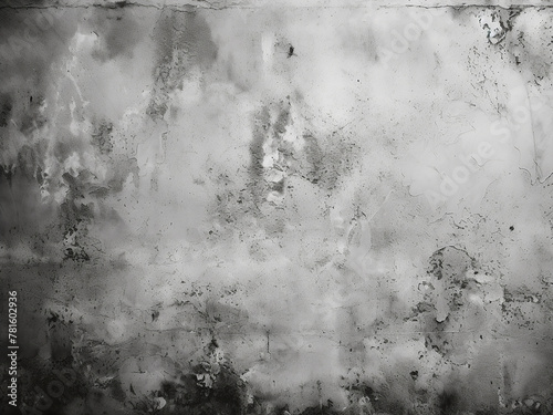 Black and white image showcases a worn concrete wall's texture