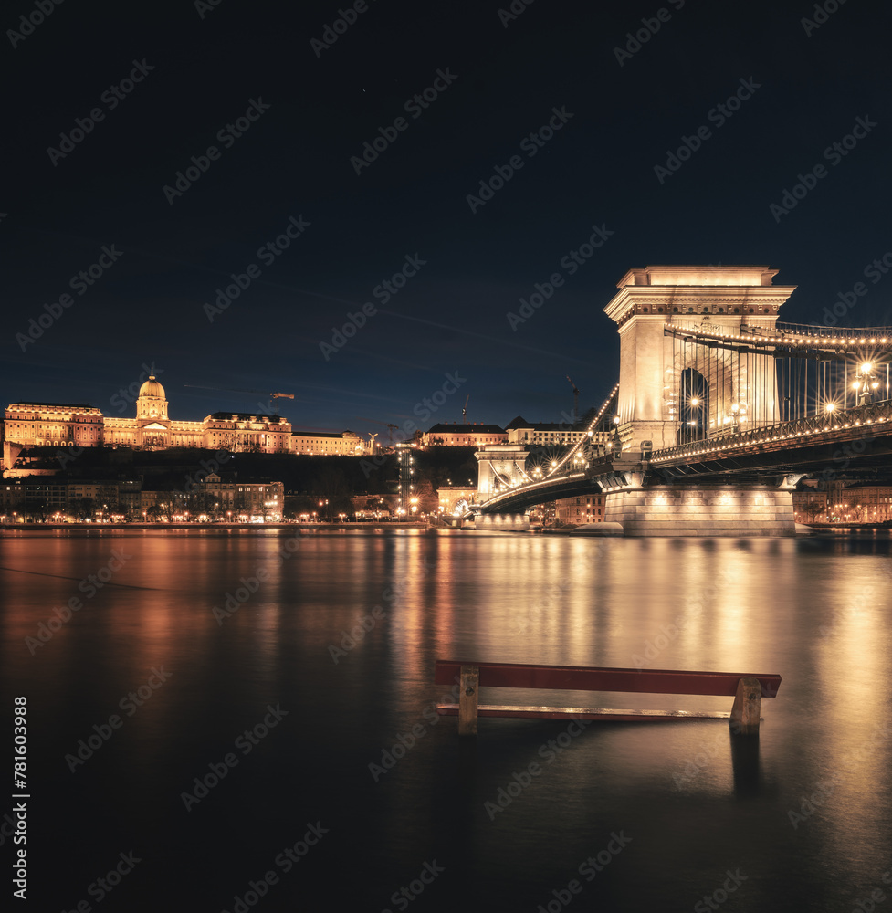 Amazing Chain Bridge, Budapest in sunset