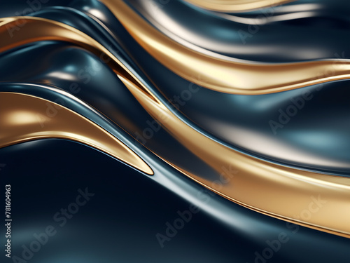 Smooth lines characterize the abstract metallic backdrop in detailed 3D rendering