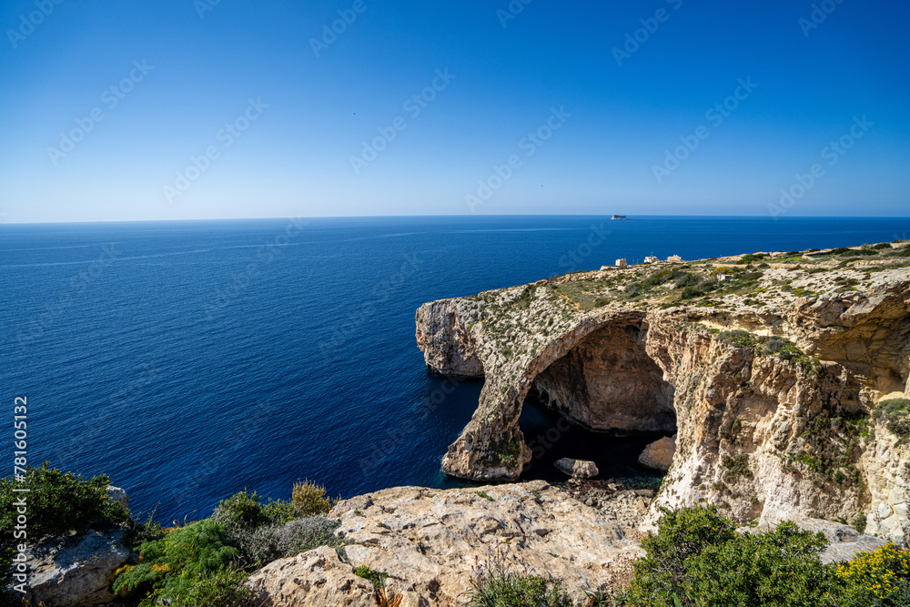 Beautiful Blue Grotto in Malta. Sunny day