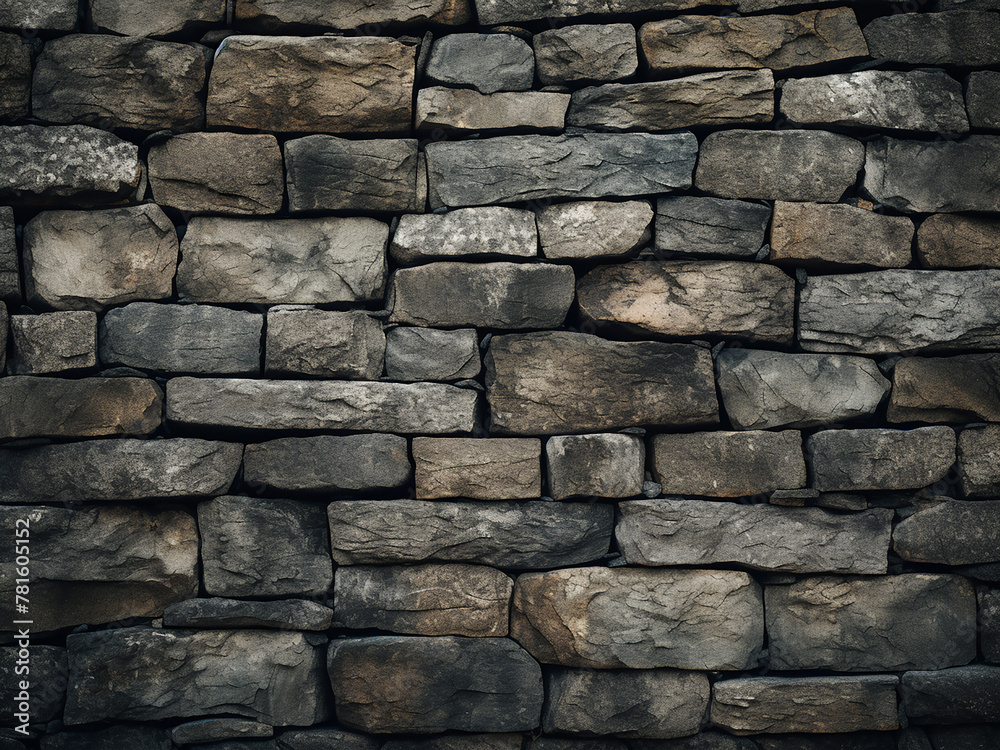 Fototapeta premium Gray stone wall with mottled shadows creates textured background