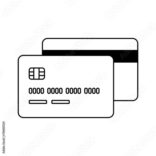 black and white line icon credit card glyph style