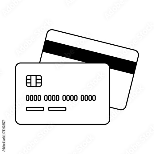 black and white line icon credit card glyph style