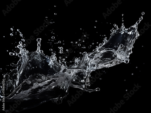 Artistic depiction: water splashes on a dark background