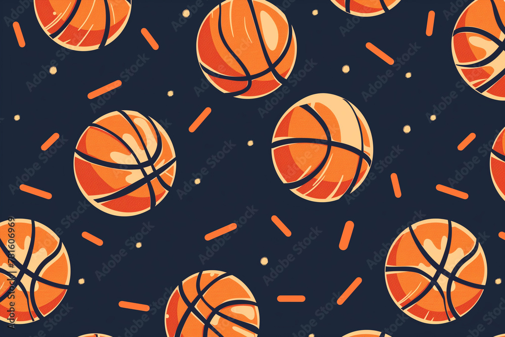 Basketball Painting on Black Background