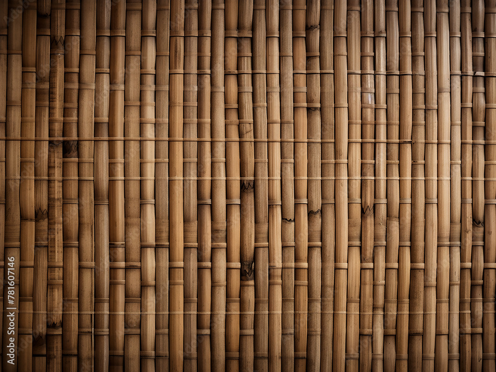 Fototapeta premium Background showcases the woven bamboo wall from Indonesia