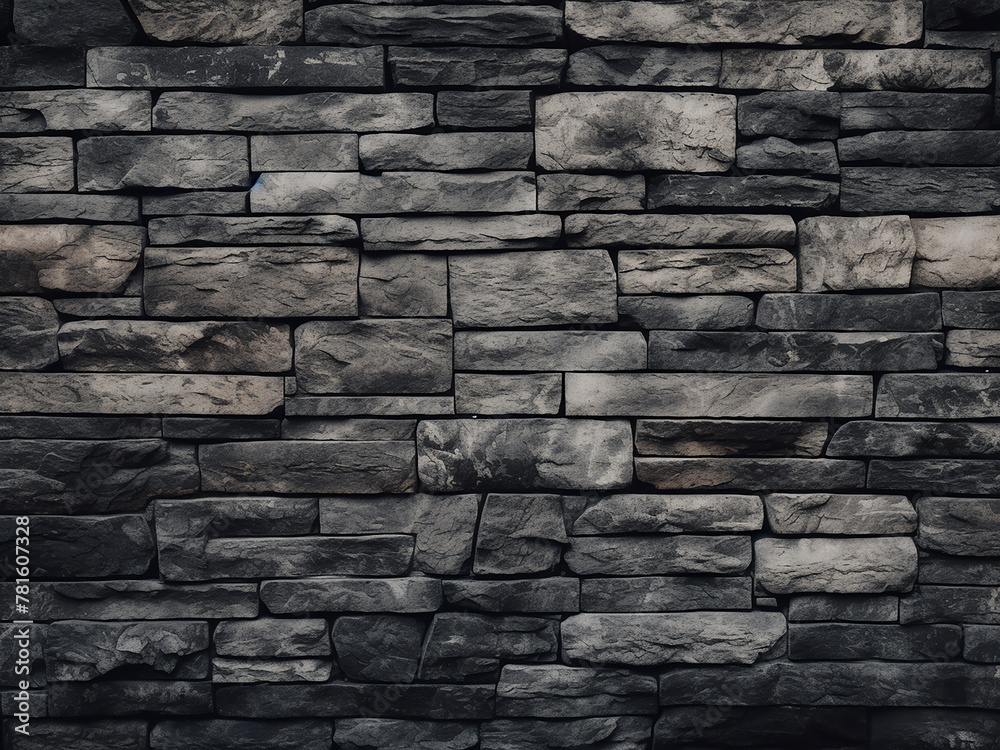Fototapeta premium Decorative gray brick stone wall enhances the backdrop