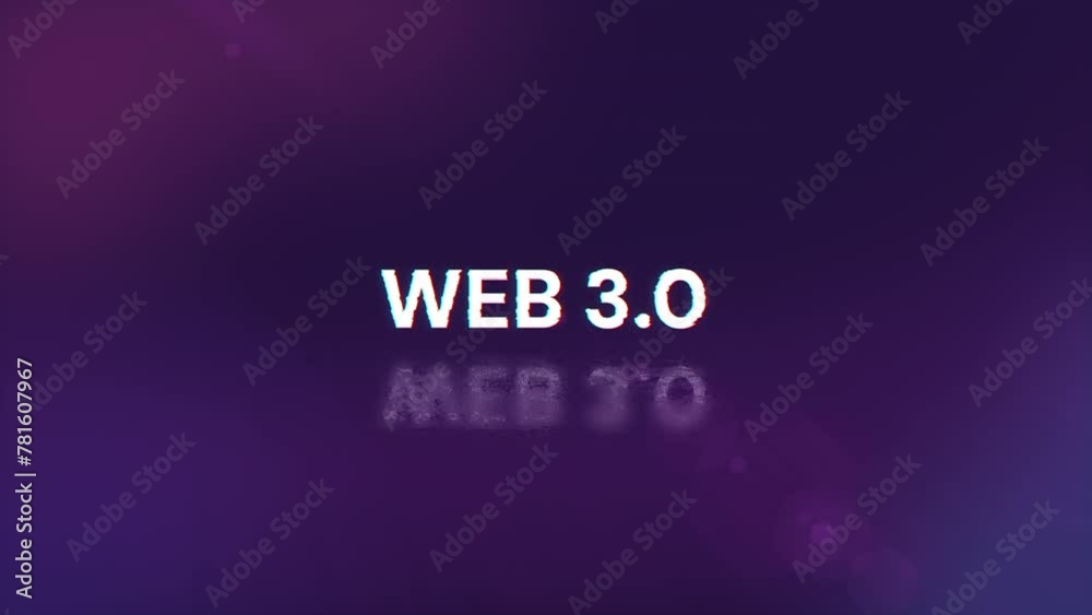 WEB 3.0 text with screen effects of technological failures. Spectacular screen glitch with various kinds of interference. Looped WEB 3.0 text with screen effects of technological failures. Spectacular screen glitch with various kinds of interference. Looped