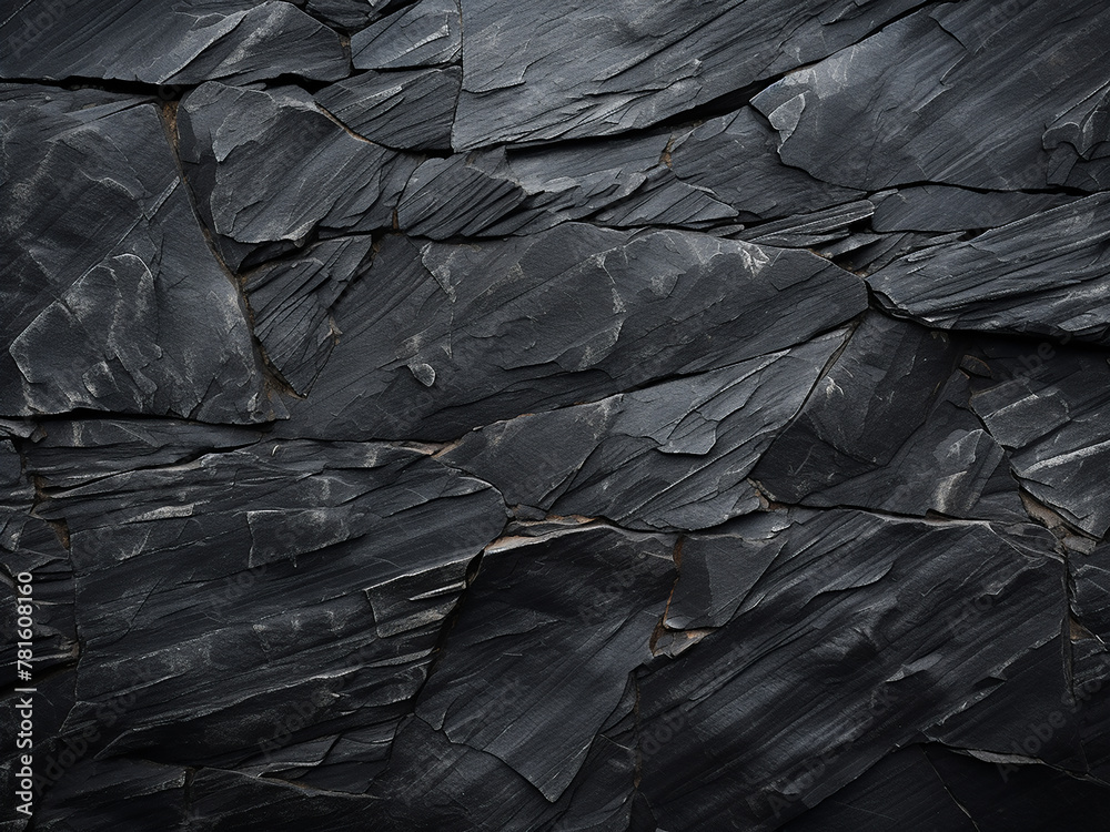 The background is adorned with a closeup of black slate texture - obrazy, fototapety, plakaty 