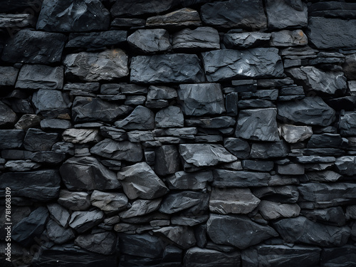 Design-oriented black and white backdrop with abstract black stone wall texture