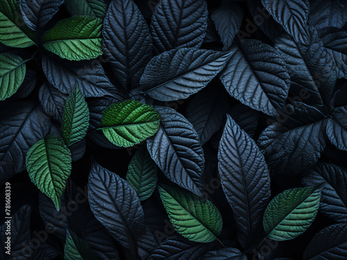 Close-up captures intricate leaf pattern on black textured background