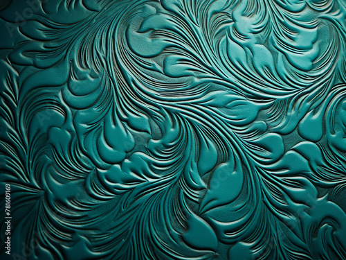 Turquoise ingrain wallpaper captured in close-up view
