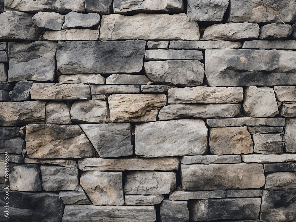 Obraz premium Extreme close-up showcasing the intricate details of a stone wall