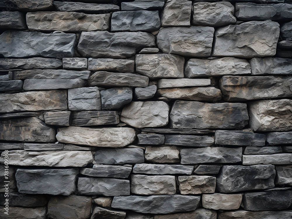 Detailed view presenting the textured surface of a stone wall