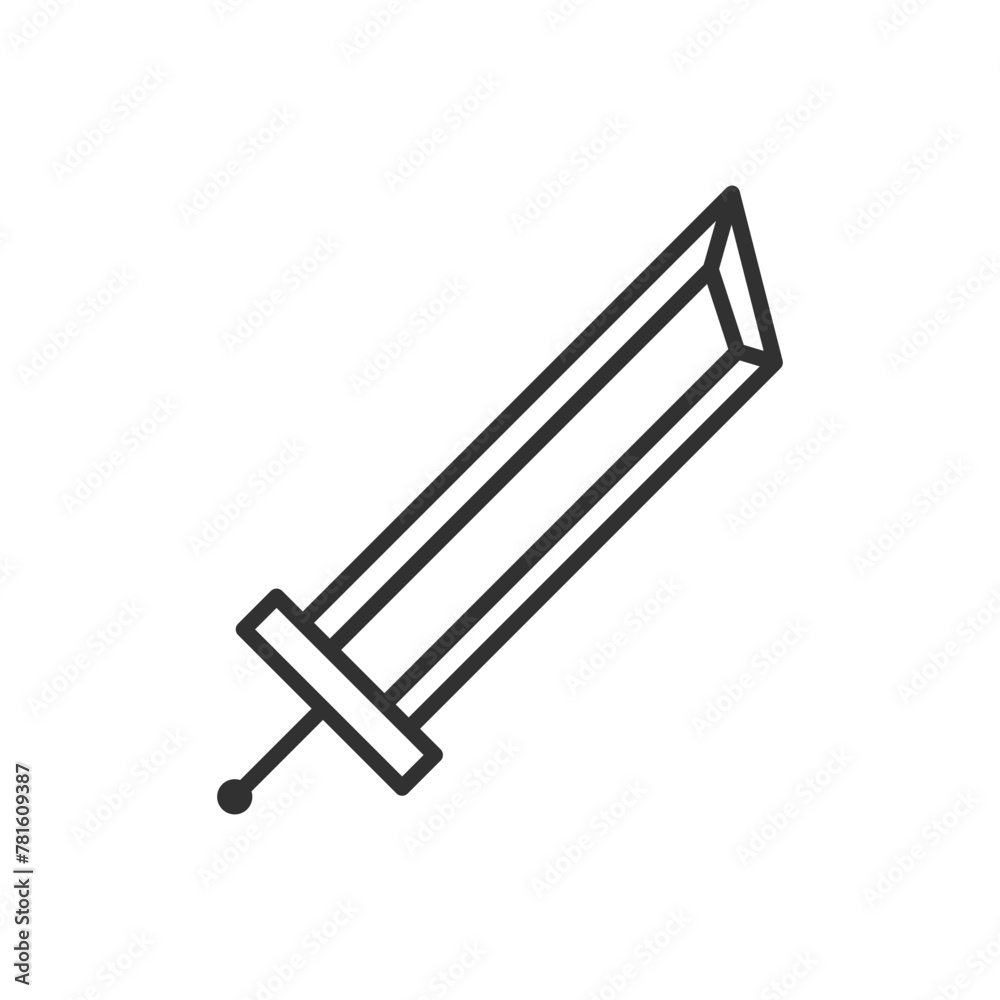 Large fantasy sword, linear icon. Line with editable stroke Large fantasy sword, linear icon. Line with editable stroke