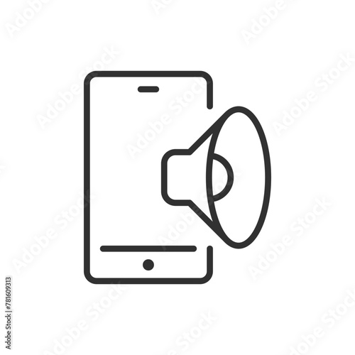 Smartphone speaker, linear icon. Sound. Line with editable stroke