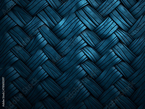Patterned wickerwork creates a dark blue backdrop